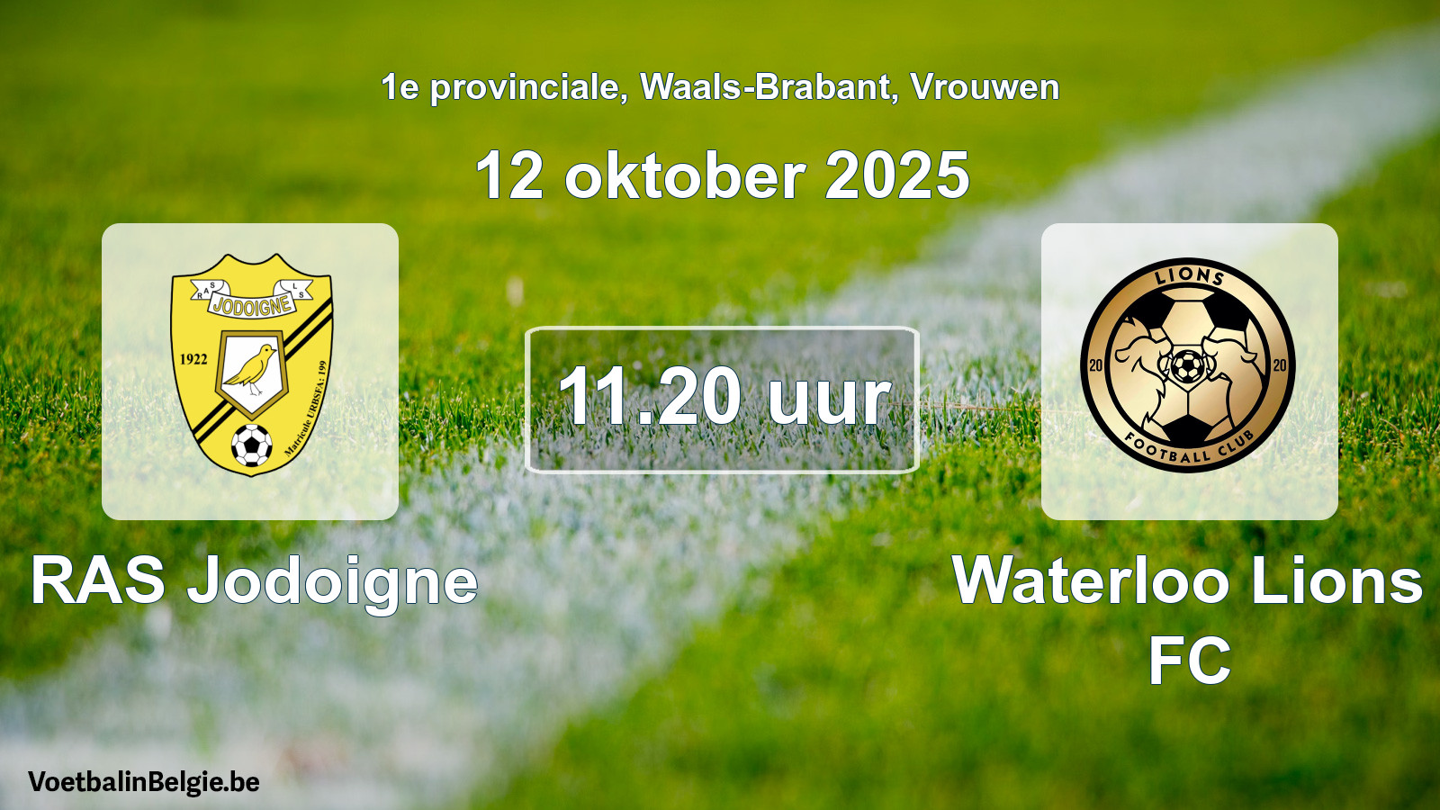 Geplande wedstrijd vrouwenvoetbal: RAS Jodoigne - Waterloo Lions FC (12 oktober 2025)