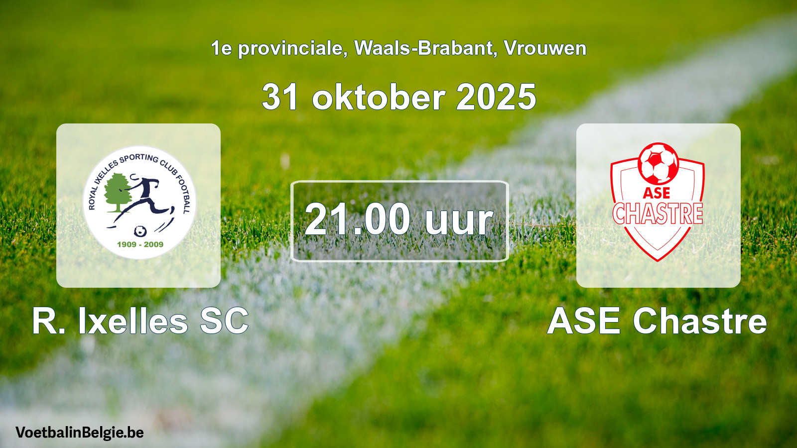 Geplande wedstrijd vrouwenvoetbal: R. Ixelles SC - ASE Chastre (31 oktober 2025)