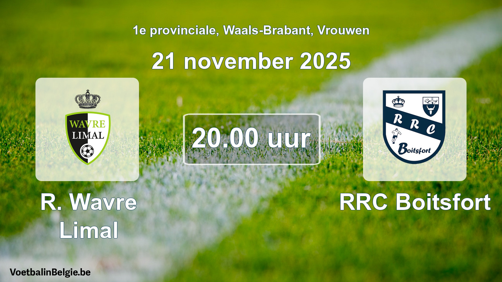 Scheduled match women football: R. Wavre Limal - RRC Boitsfort (21 November 2025)