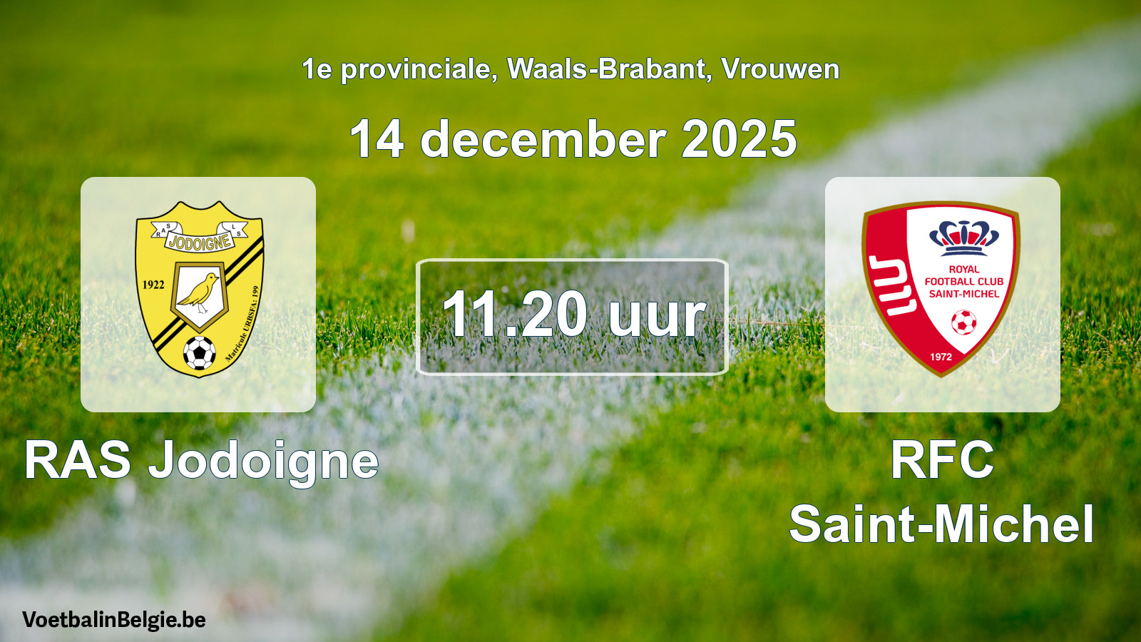 Scheduled match women football: RAS Jodoigne - RFC Saint-Michel (14 December 2025)