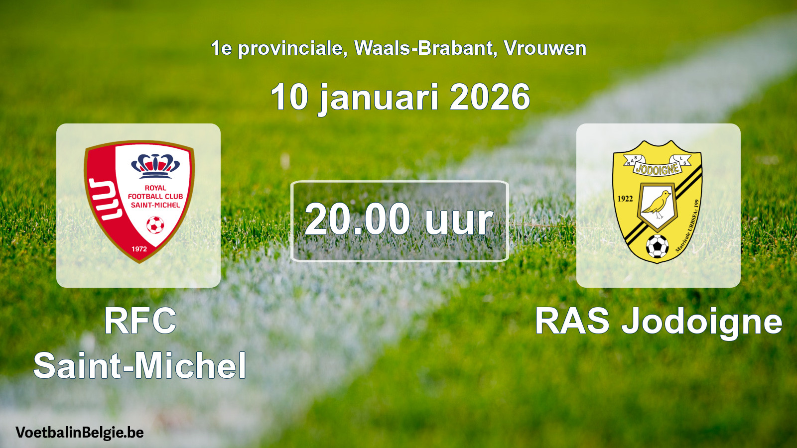 Scheduled match women football: RFC Saint-Michel - RAS Jodoigne (10 January 2026)