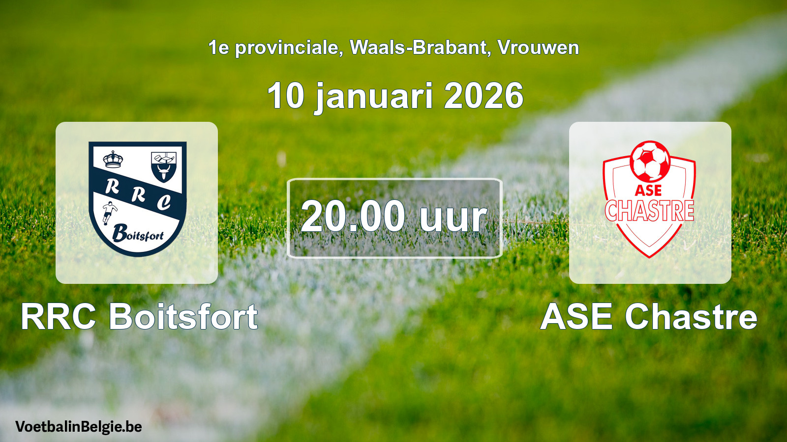 Scheduled match women football: RRC Boitsfort - ASE Chastre (10 January 2026)