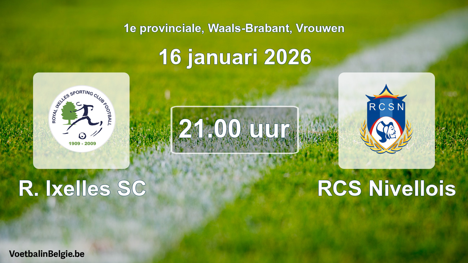 Scheduled match women football: R. Ixelles SC - RCS Nivellois (16 January 2026)