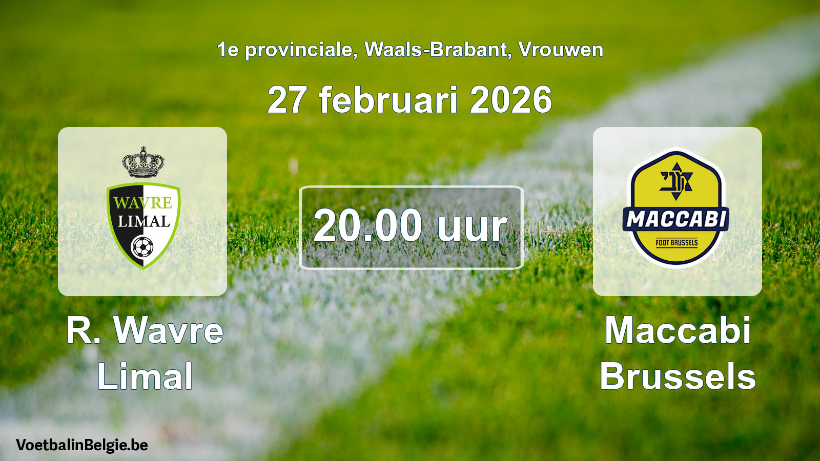 Scheduled match women football: R. Wavre Limal - Maccabi Brussels (27 February 2026)