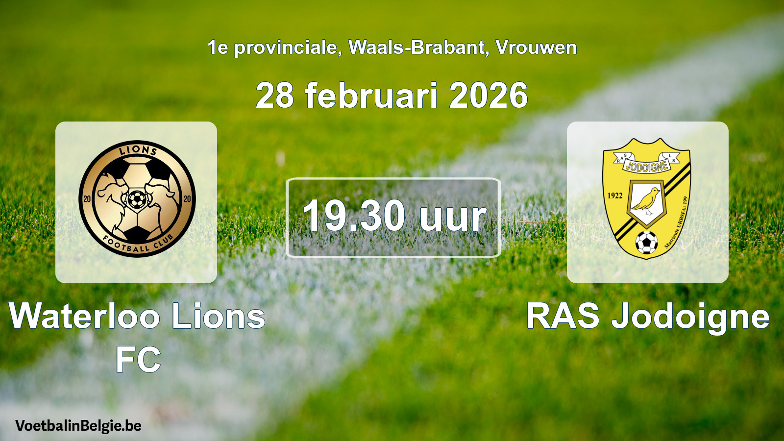 Scheduled match women football: Waterloo Lions FC - RAS Jodoigne (28 February 2026)