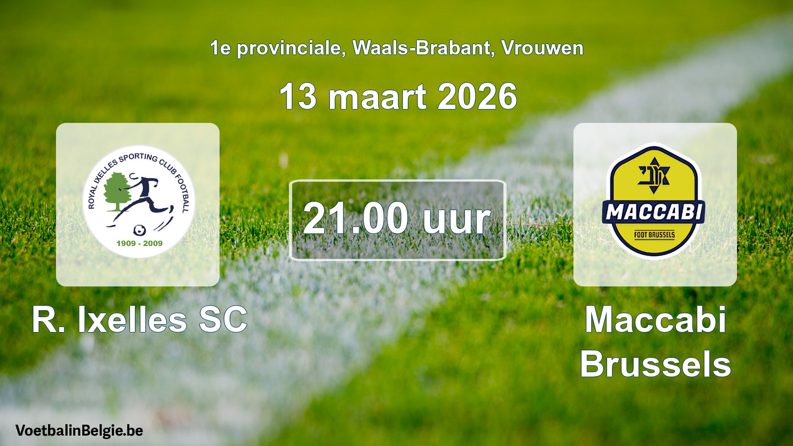 Geplande wedstrijd vrouwenvoetbal: R. Ixelles SC - Maccabi Brussels (13 maart 2026)