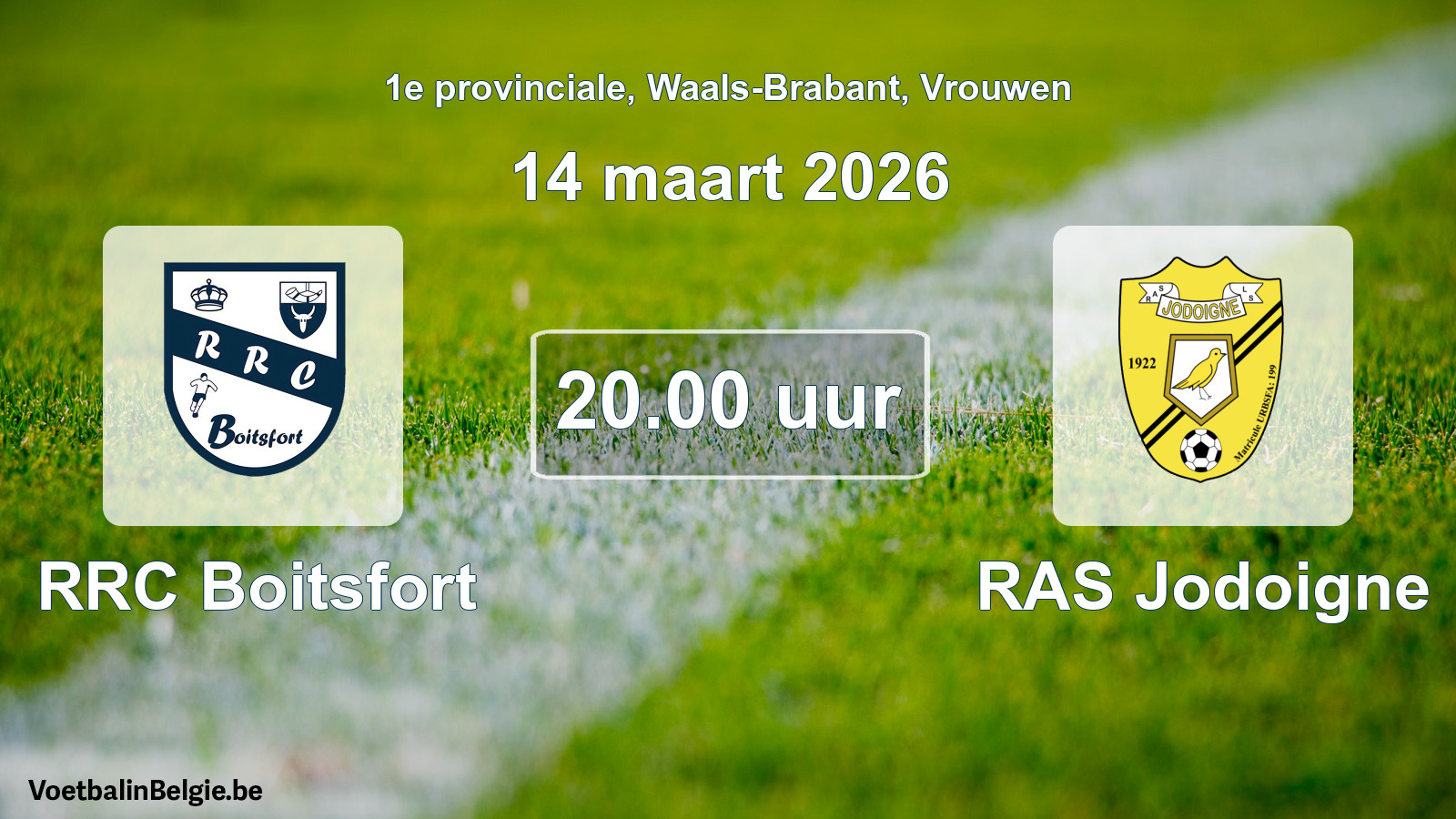 Scheduled match women football: RRC Boitsfort - RAS Jodoigne (14 March 2026)
