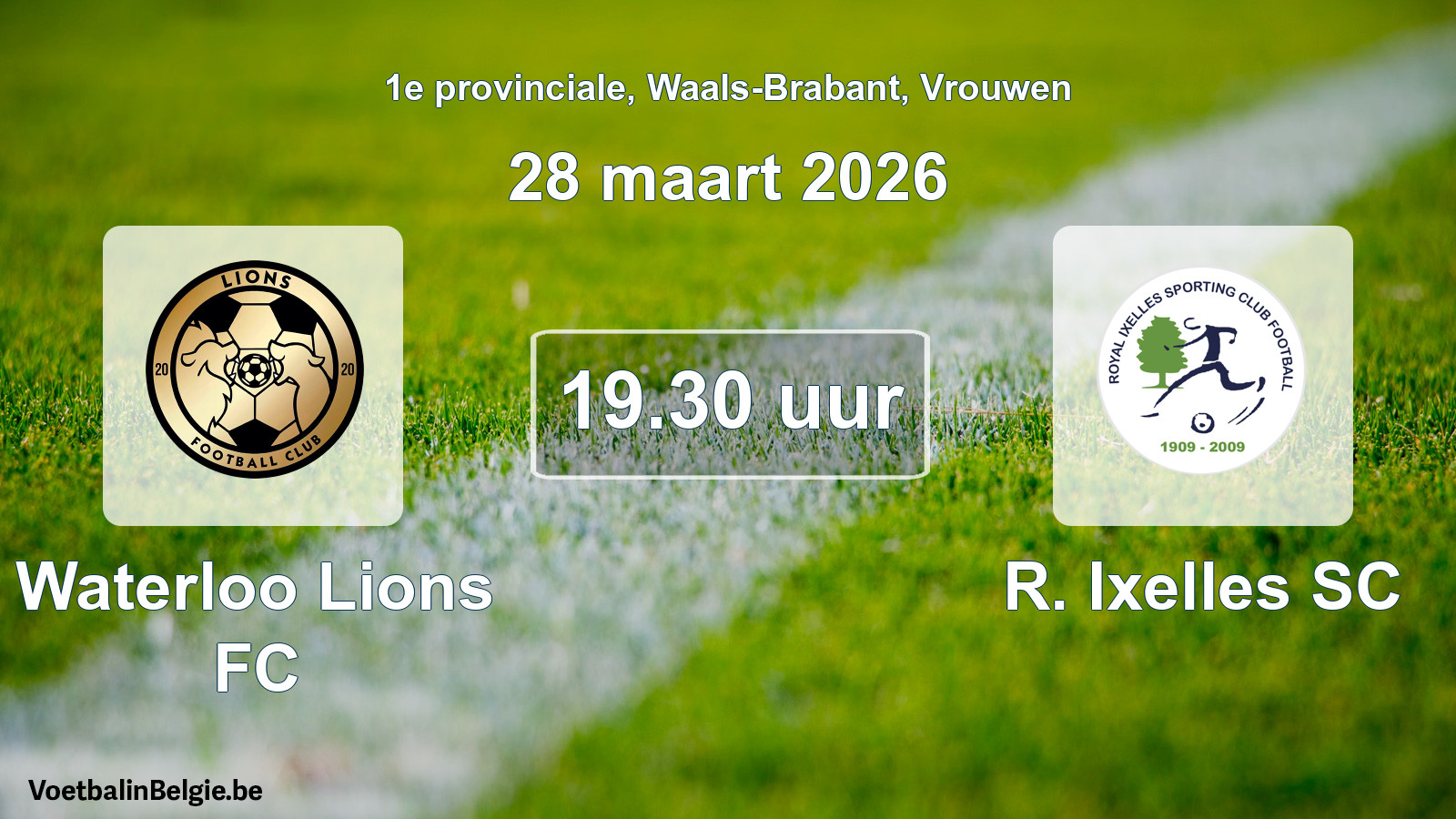 Geplande wedstrijd vrouwenvoetbal: Waterloo Lions FC - R. Ixelles SC (28 maart 2026)
