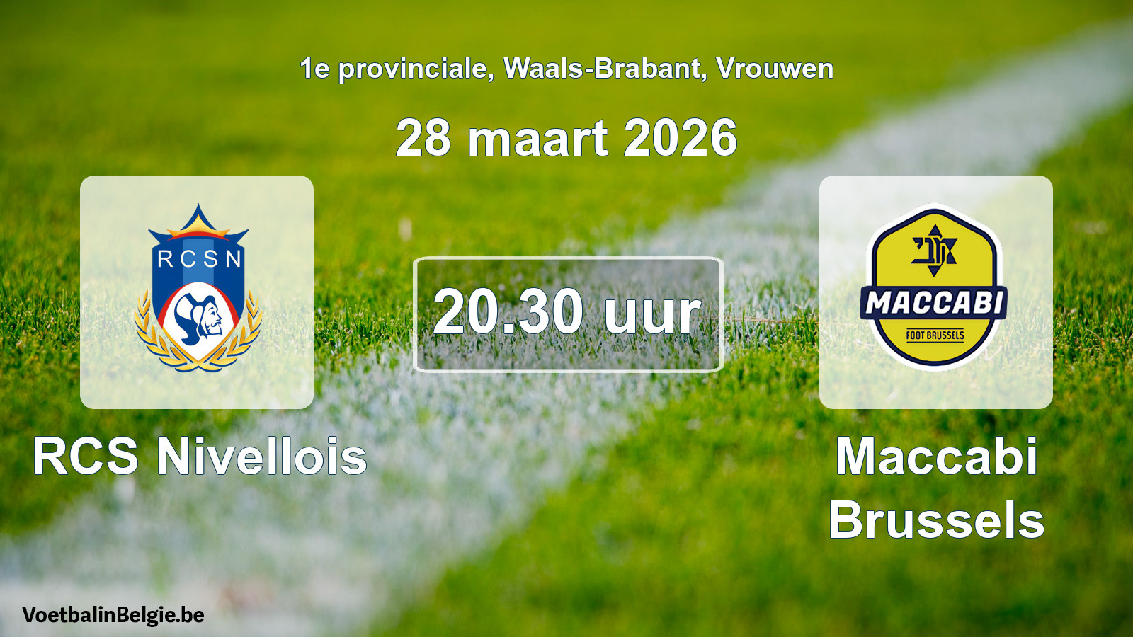 Geplande wedstrijd vrouwenvoetbal: RCS Nivellois - Maccabi Brussels (28 maart 2026)
