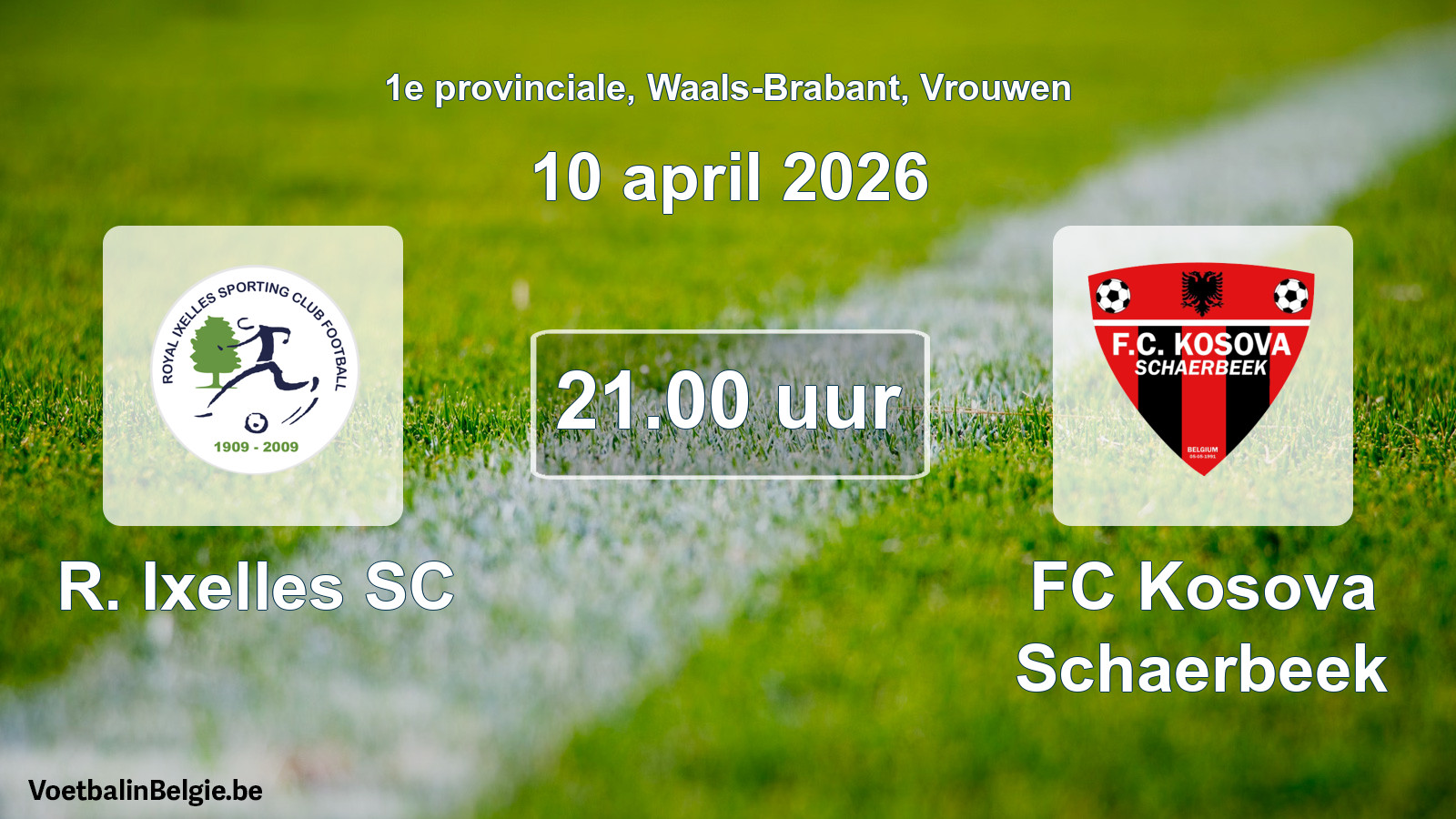 Scheduled match women football: R. Ixelles SC - FC Kosova Schaerbeek (10 April 2026)