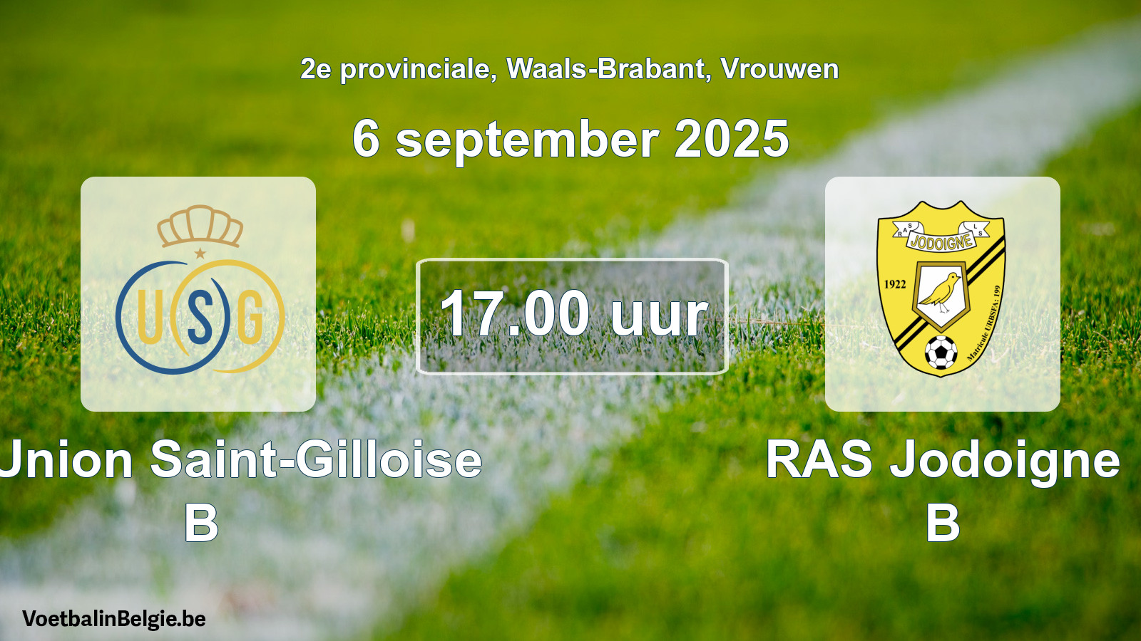 Scheduled match women football: R. Union Saint-Gilloise B - RAS Jodoigne B (6 September 2025)