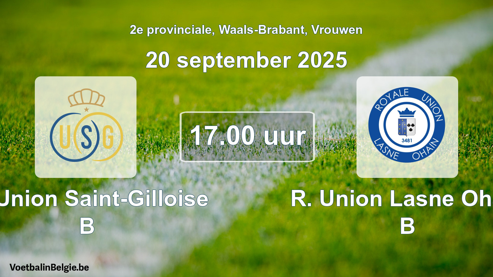 Scheduled match women football: R. Union Saint-Gilloise B - R. Union Lasne Ohain B (20 September 2025)