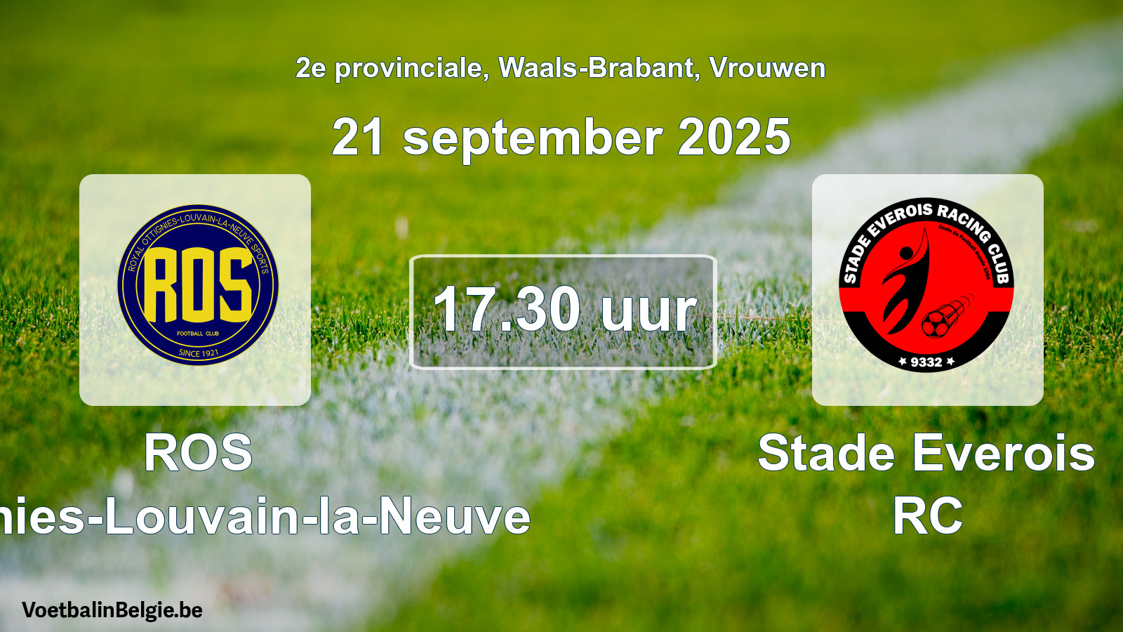 Geplande wedstrijd vrouwenvoetbal: ROS Ottignies-Louvain-la-Neuve - Stade Everois RC (21 september 2025)