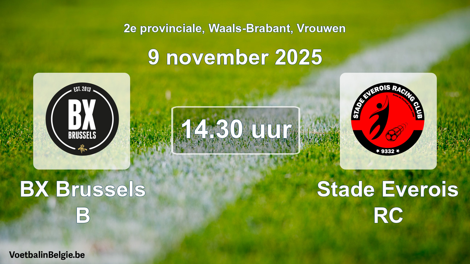 Geplande wedstrijd vrouwenvoetbal: BX Brussels B - Stade Everois RC (9 november 2025)