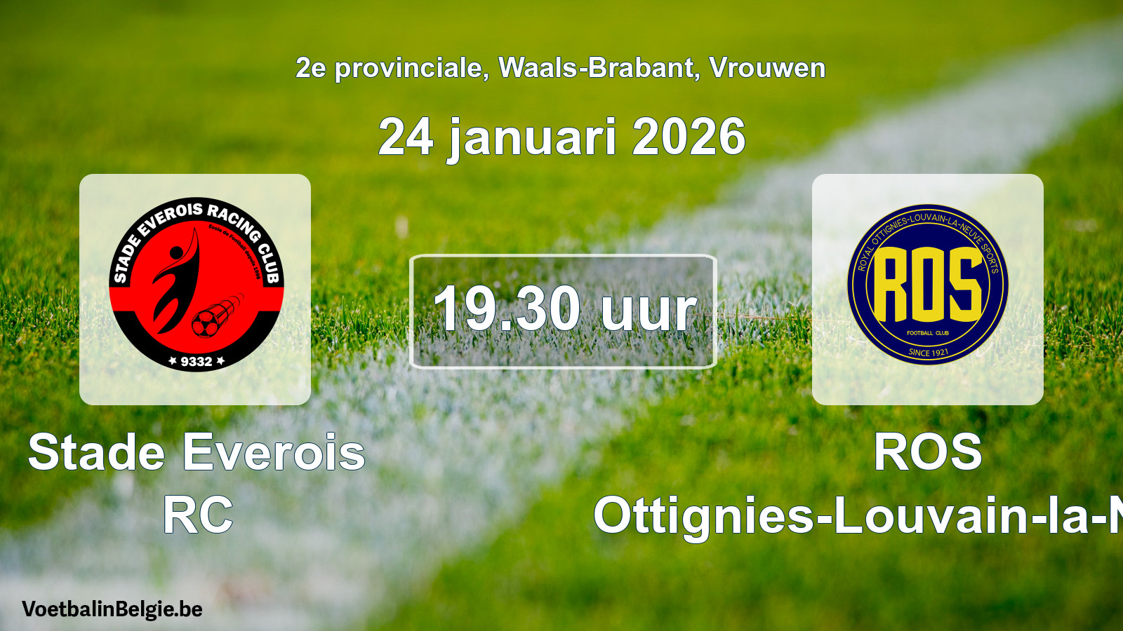 Scheduled match women football: Stade Everois RC - ROS Ottignies-Louvain-la-Neuve (24 January 2026)