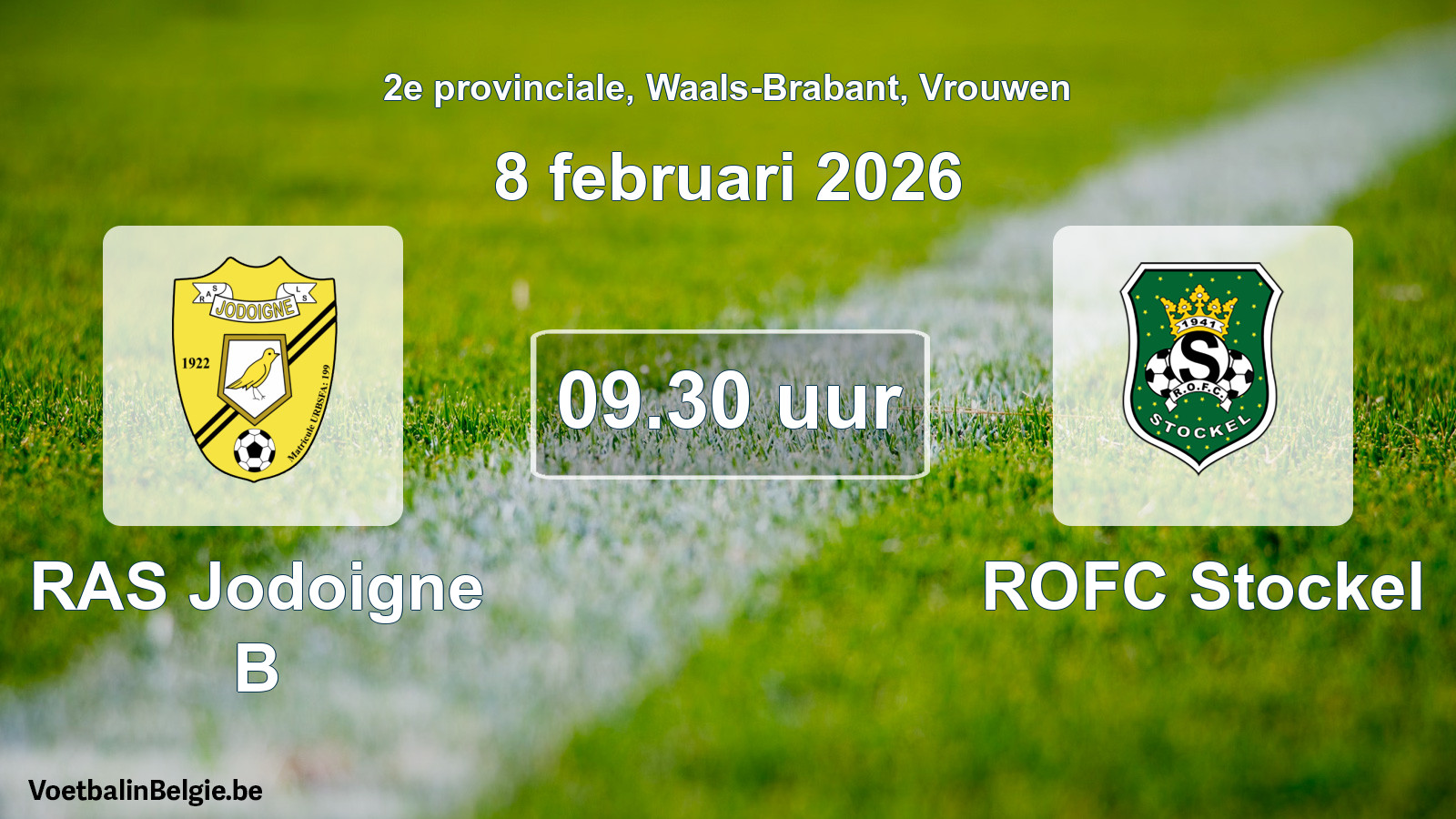 Scheduled match women football: RAS Jodoigne B - ROFC Stockel (8 February 2026)