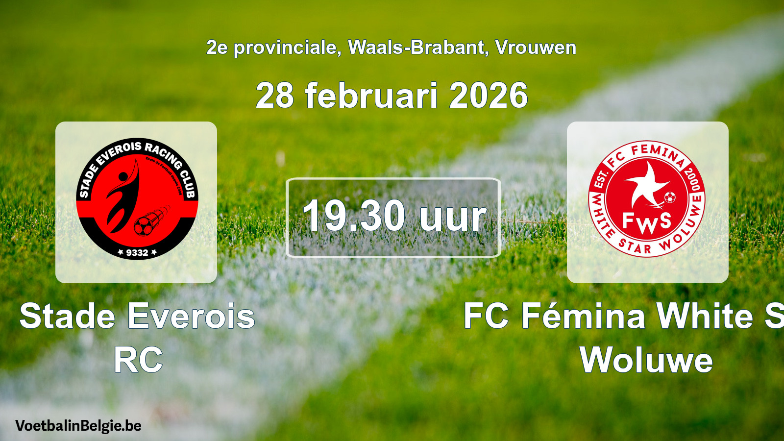 Match prévu football femmes: Stade Everois RC - FC Fémina White Star Woluwe (28 février 2026)