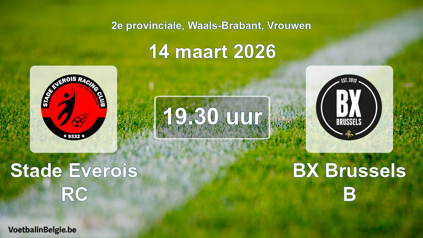 Match prévu football femmes: Stade Everois RC - BX Brussels B (14 mars 2026)