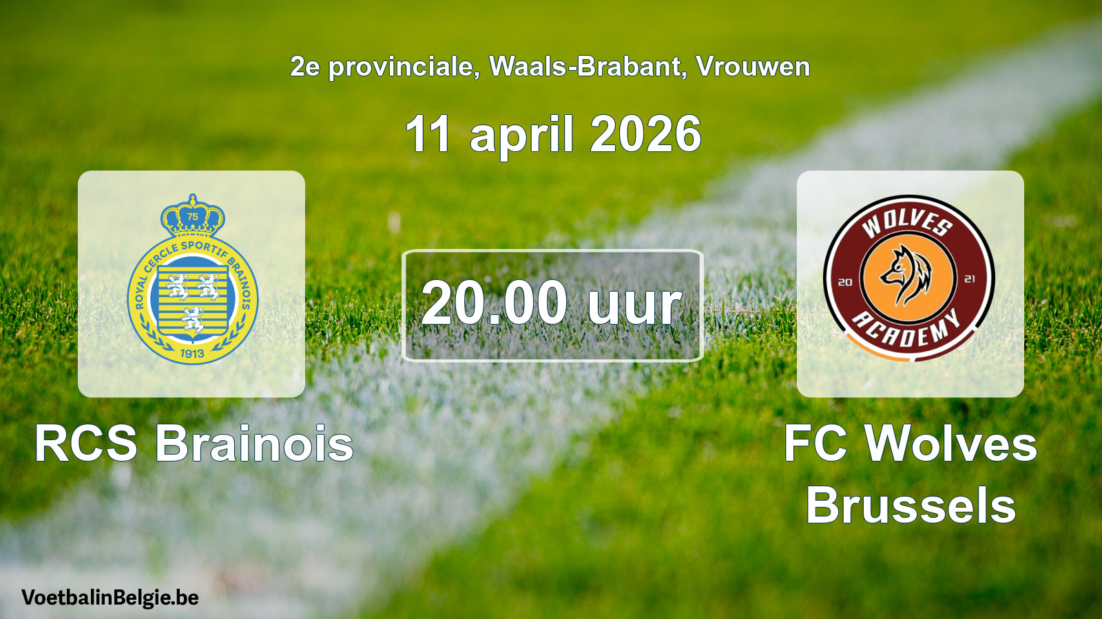 Scheduled match women football: RCS Brainois - FC Wolves Brussels (11 April 2026)