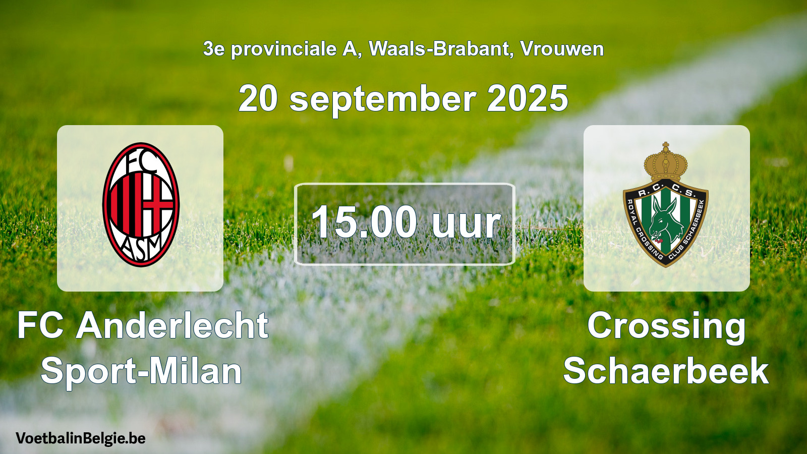 Scheduled match women football: FC Anderlecht Sport-Milan - Crossing Schaerbeek (20 September 2025)