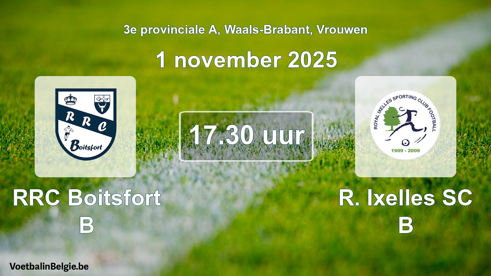 Scheduled match women football: RRC Boitsfort B - R. Ixelles SC B (1 November 2025)