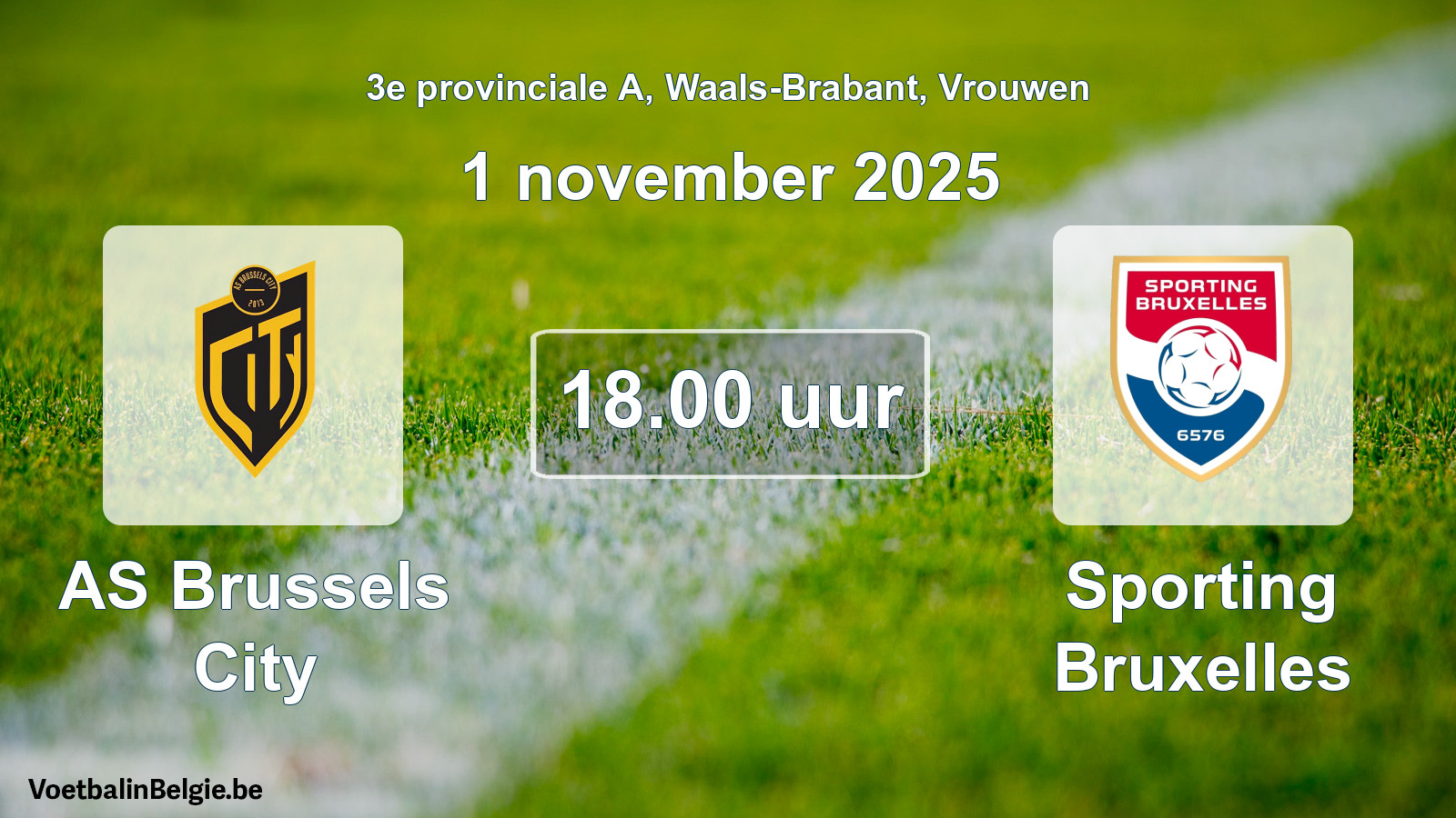 Geplande wedstrijd vrouwenvoetbal: AS Brussels City - Sporting Bruxelles (1 november 2025)