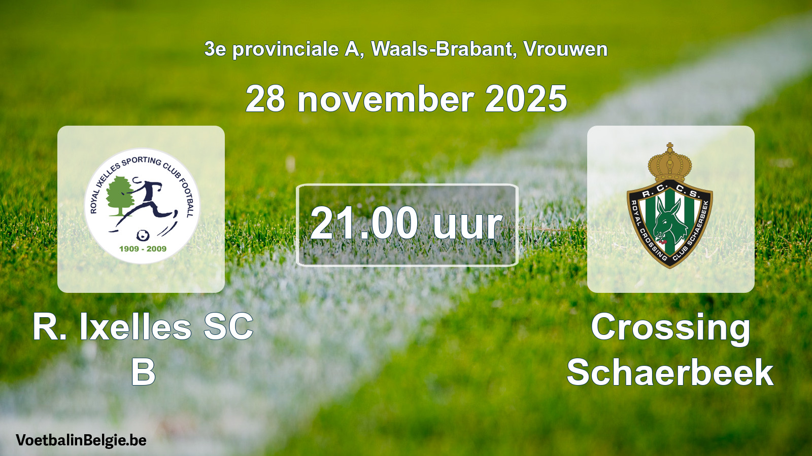 Geplantes Spiel frauen-Fußball: R. Ixelles SC B - Crossing Schaerbeek (28 November 2025)