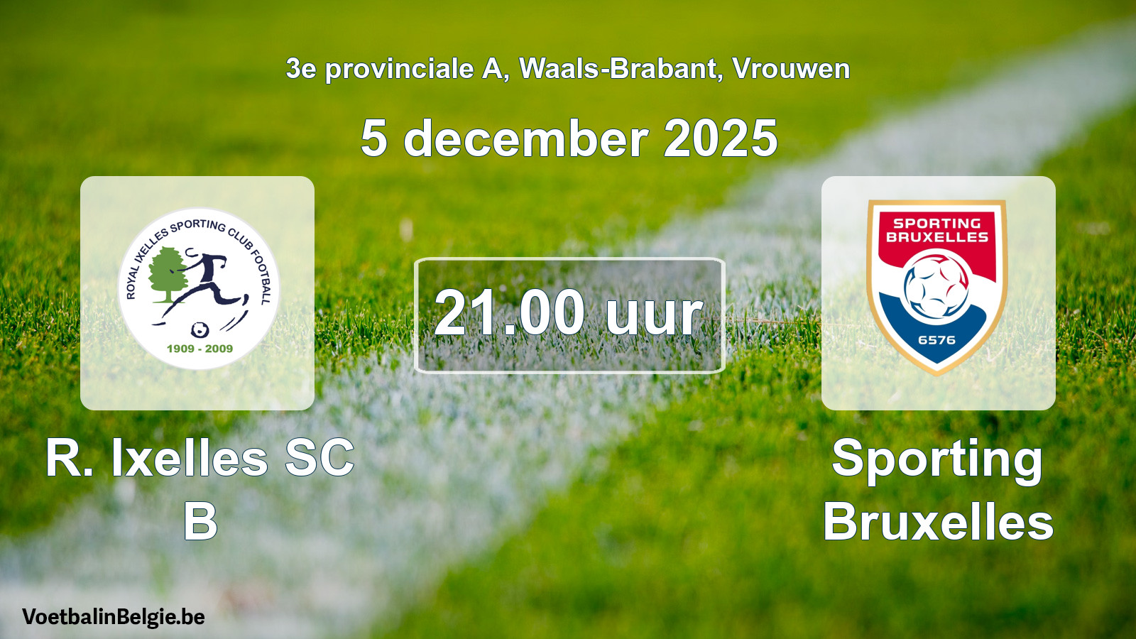 Scheduled match women football: R. Ixelles SC B - Sporting Bruxelles (5 December 2025)