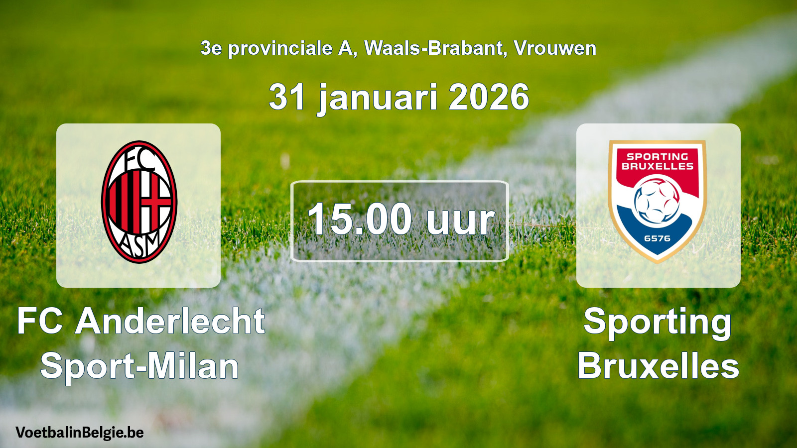 Scheduled match women football: FC Anderlecht Sport-Milan - Sporting Bruxelles (31 January 2026)