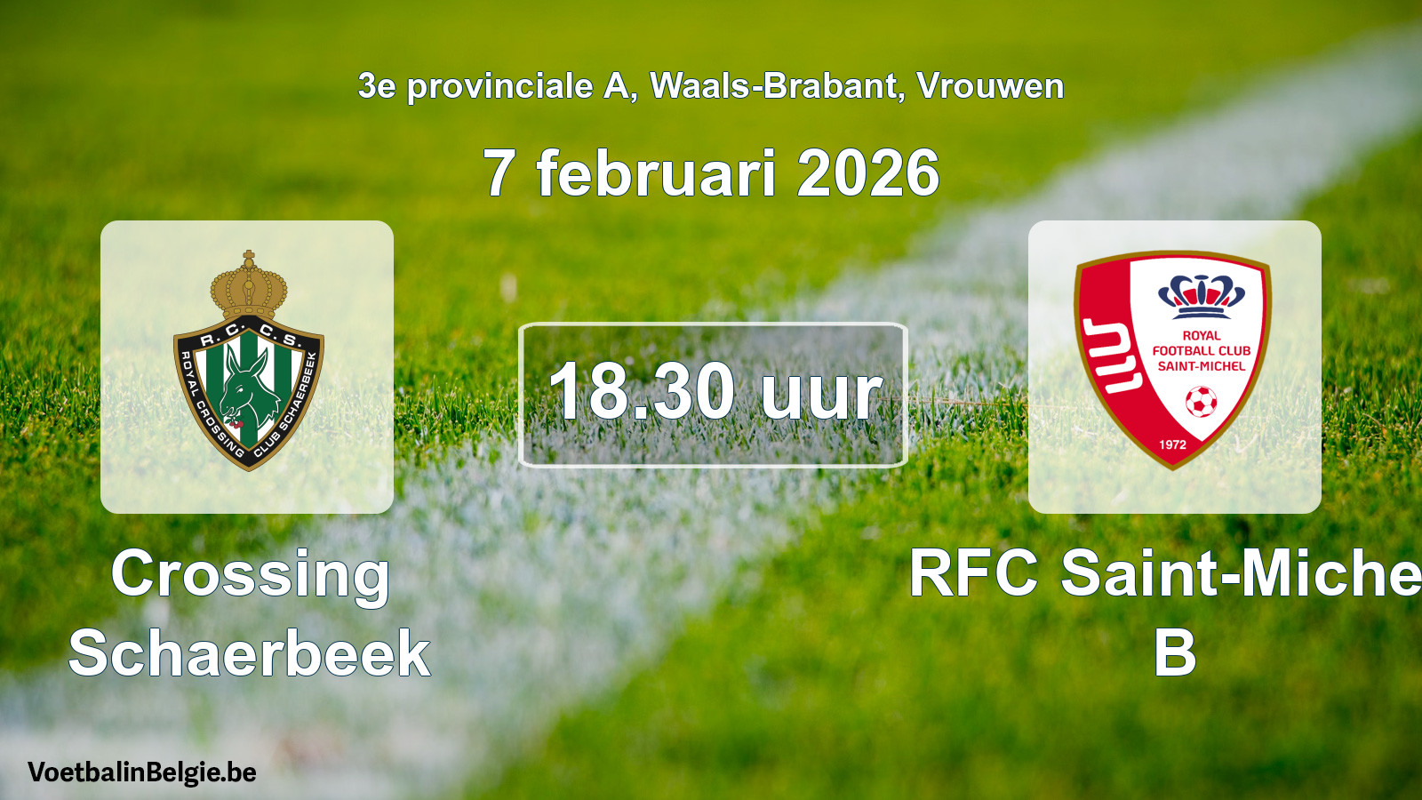 Match prévu football femmes: Crossing Schaerbeek - RFC Saint-Michel B (7 février 2026)