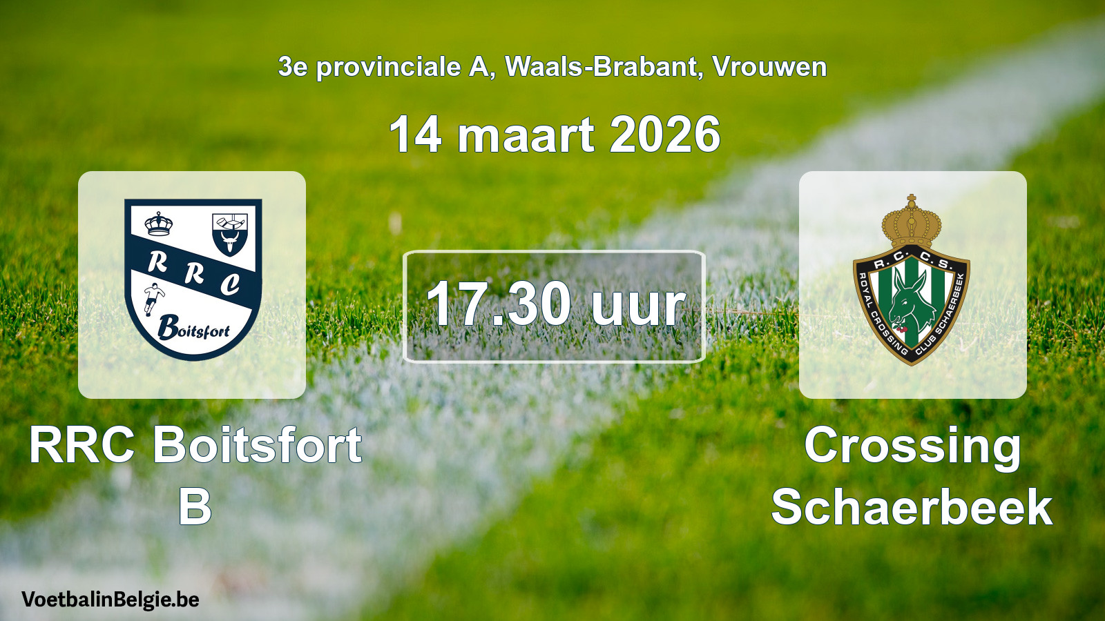 Geplande wedstrijd vrouwenvoetbal: RRC Boitsfort B - Crossing Schaerbeek (14 maart 2026)