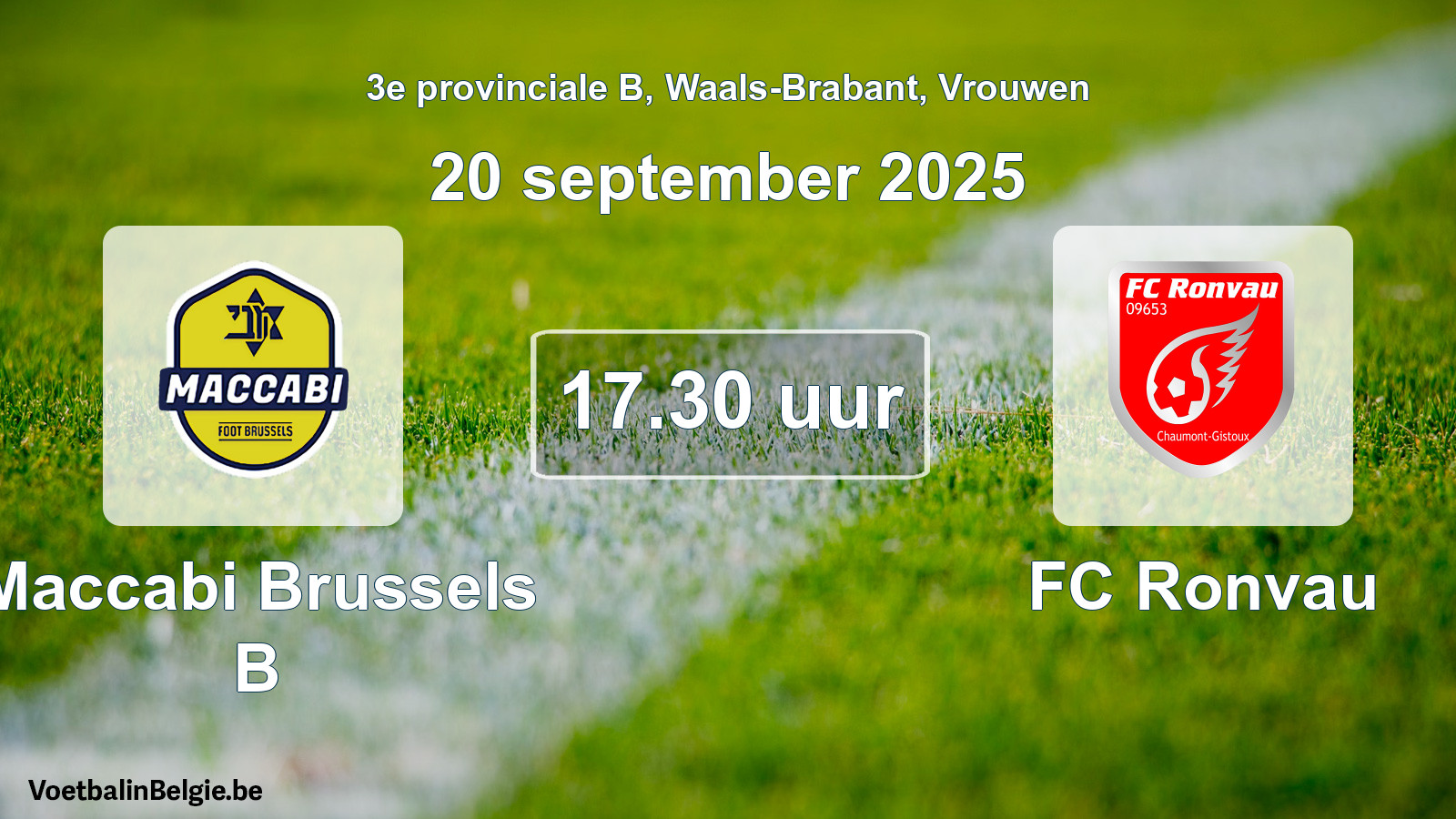 Scheduled match women football: Maccabi Brussels B - FC Ronvau (20 September 2025)