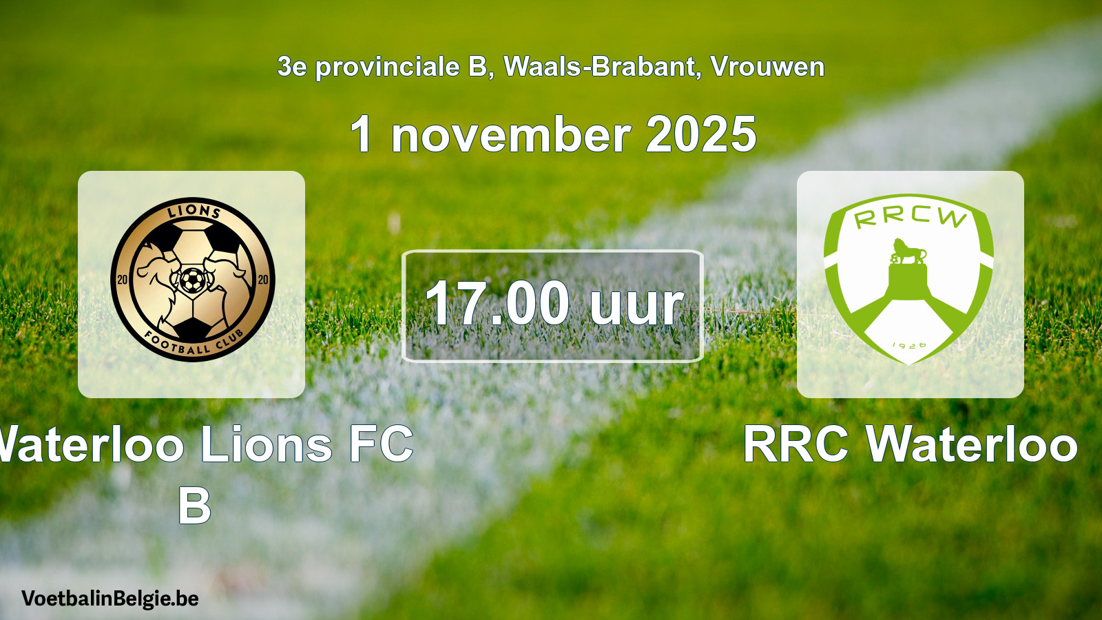 Geplande wedstrijd vrouwenvoetbal: Waterloo Lions FC B - RRC Waterloo (1 november 2025)