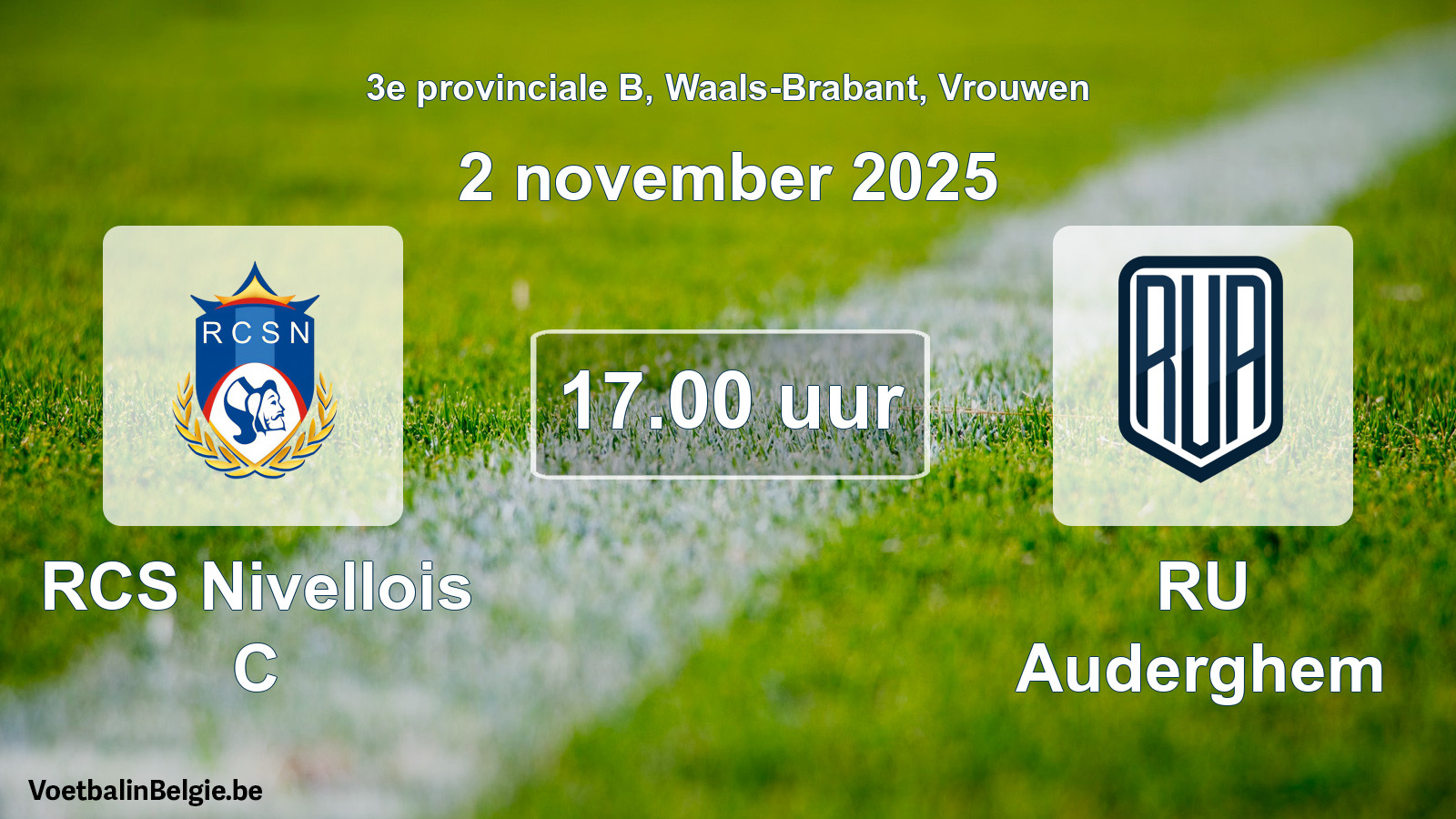 Scheduled match women football: RCS Nivellois C - RU Auderghem (2 November 2025)