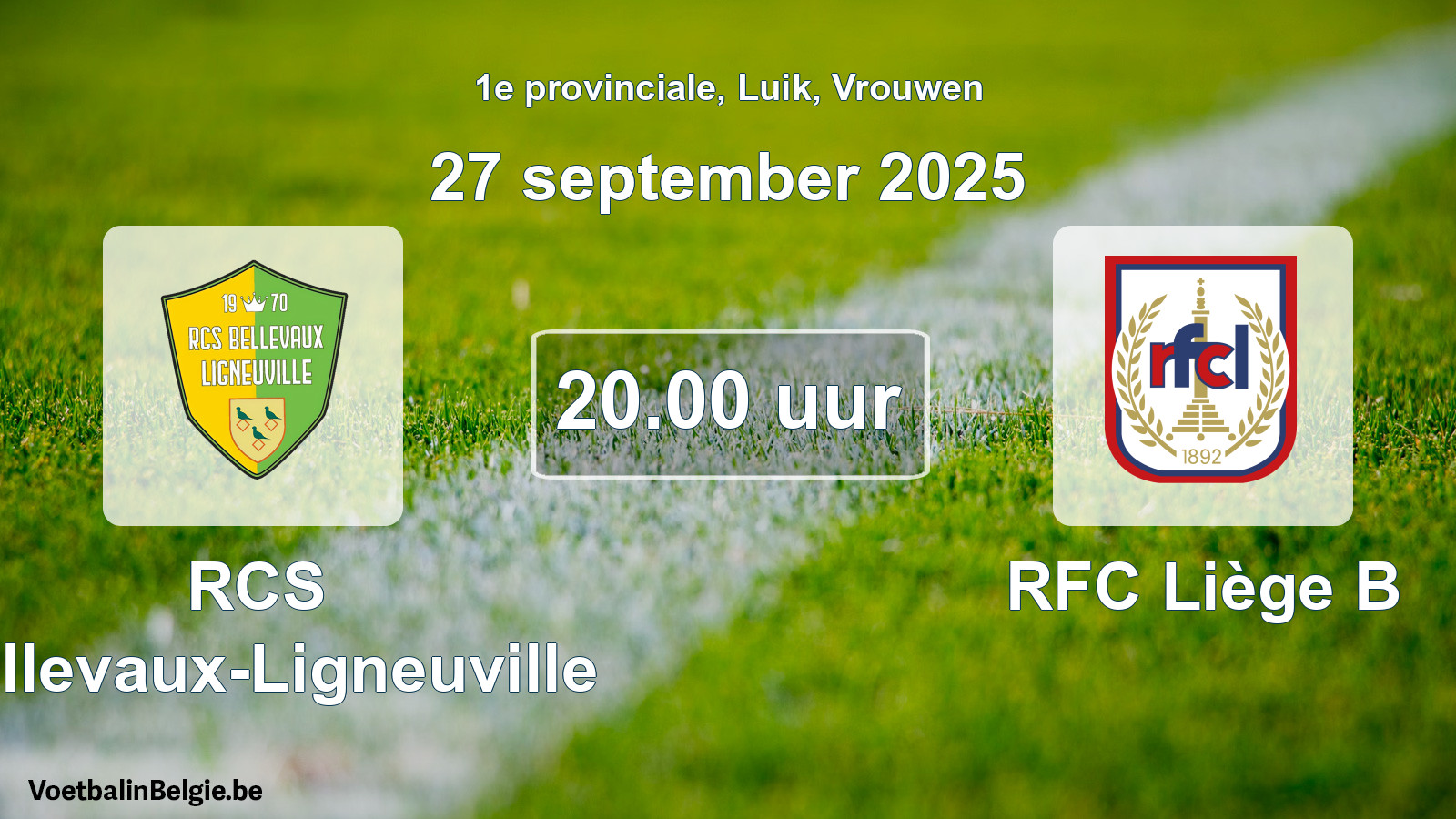 Scheduled match women football: RCS Bellevaux-Ligneuville - RFC Liège B (27 September 2025)