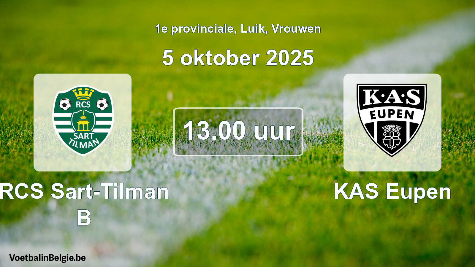 Scheduled match women football: RCS Sart-Tilman B - KAS Eupen (5 October 2025)