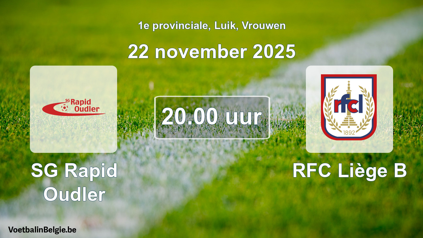 Scheduled match women football: SG Rapid Oudler - RFC Liège B (22 November 2025)
