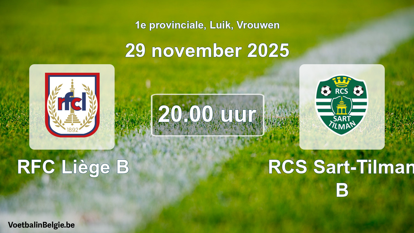 Scheduled match women football: RFC Liège B - RCS Sart-Tilman B (29 November 2025)
