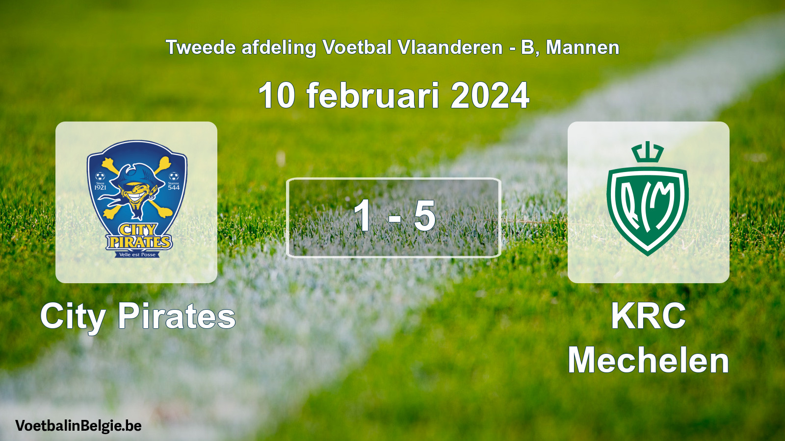 Gespeelde wedstrijd mannenvoetbal: City Pirates - KRC Mechelen 1 - 5 (10 februari 2024)