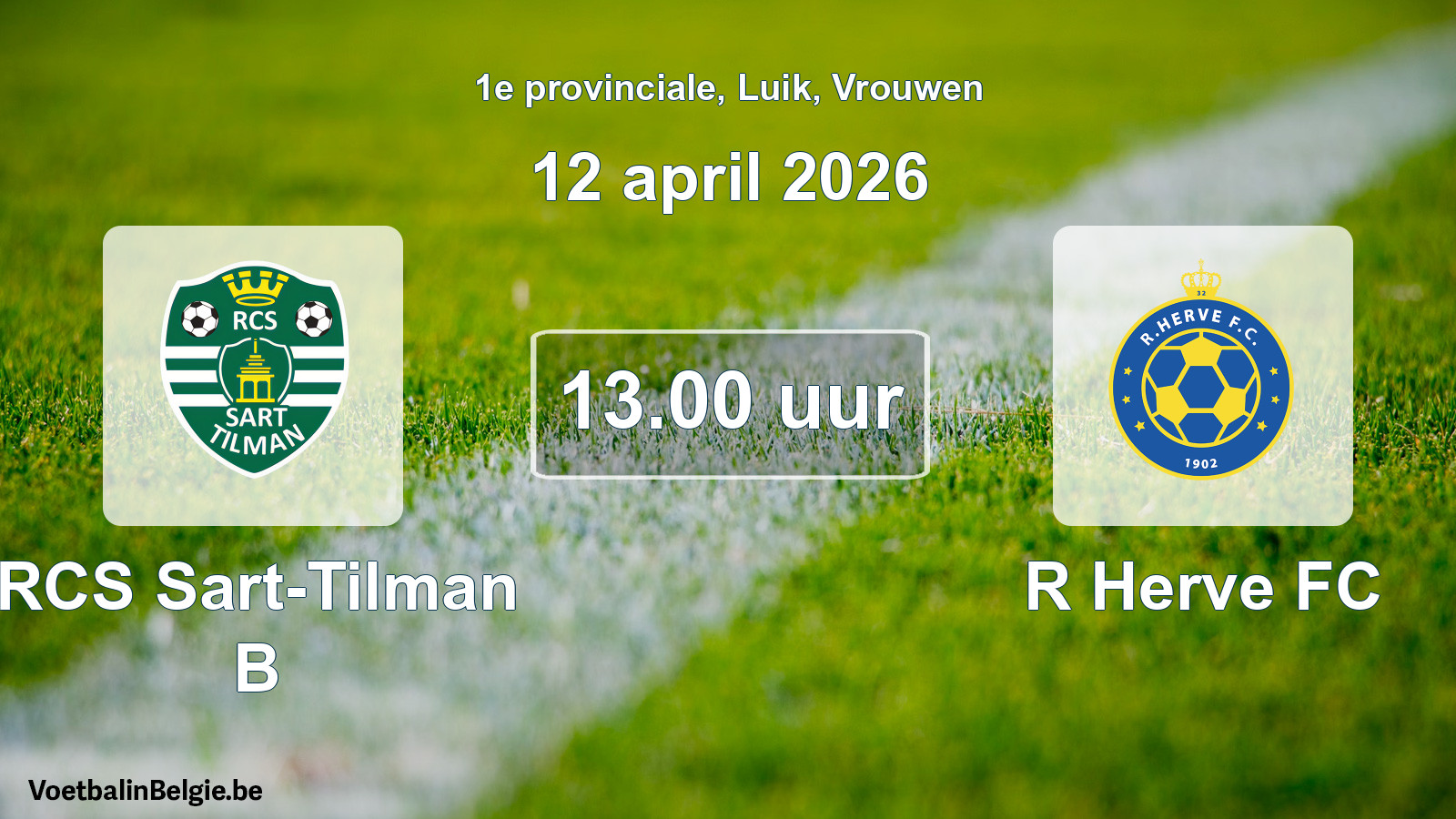Scheduled match women football: RCS Sart-Tilman B - R Herve FC (12 April 2026)