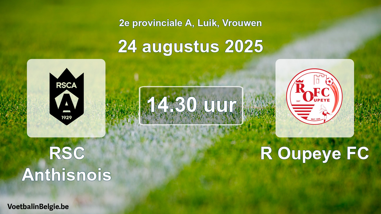 Match prévu football femmes: RSC Anthisnois - R Oupeye FC (24 août 2025)