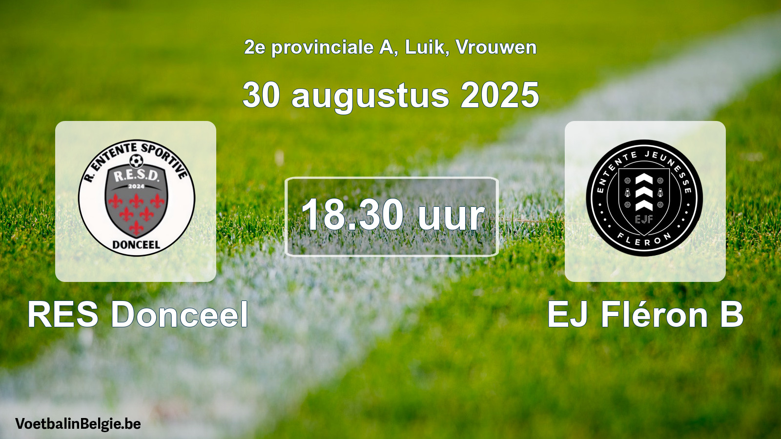 Scheduled match women football: RES Donceel - EJ Fléron B (30 August 2025)