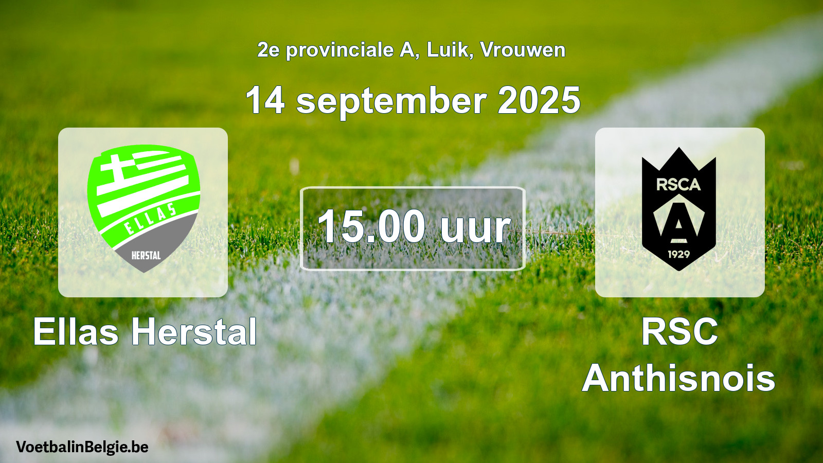 Geplande wedstrijd vrouwenvoetbal: Ellas Herstal - RSC Anthisnois (14 september 2025)