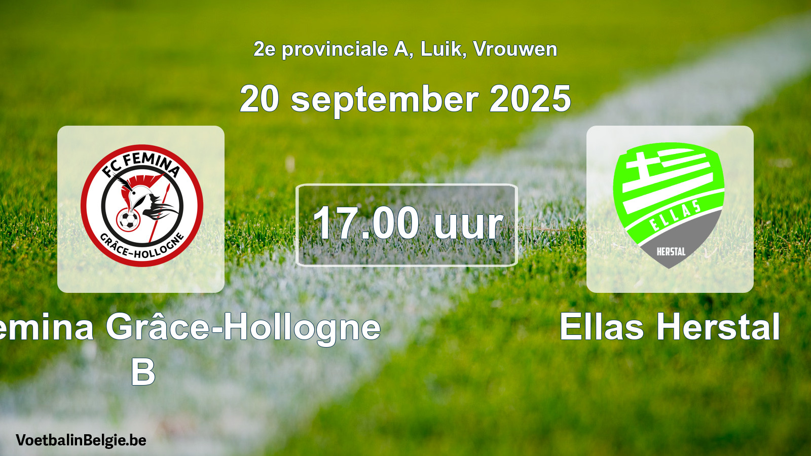 Scheduled match women football: FC Femina Grâce-Hollogne B - Ellas Herstal (20 September 2025)