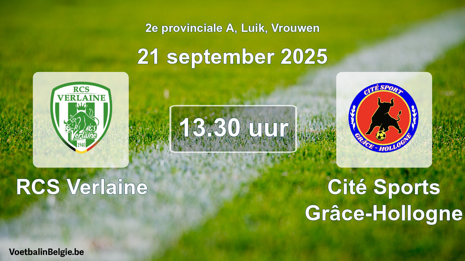 Geplantes Spiel frauen-Fußball: RCS Verlaine - Cité Sports Grâce-Hollogne (21 September 2025)