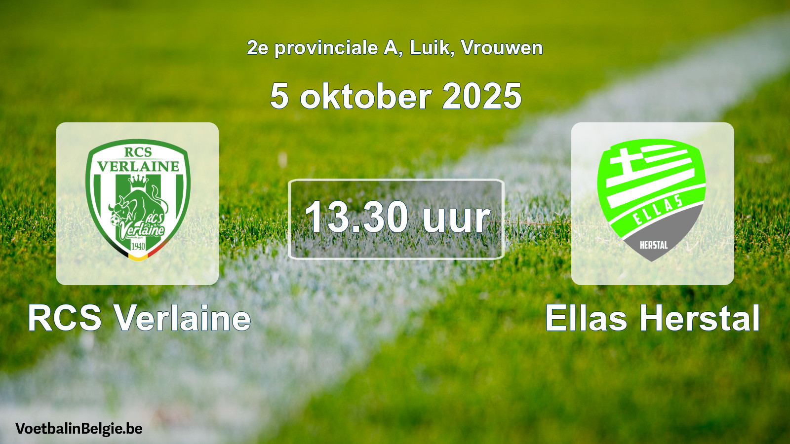 Geplande wedstrijd vrouwenvoetbal: RCS Verlaine - Ellas Herstal (5 oktober 2025)
