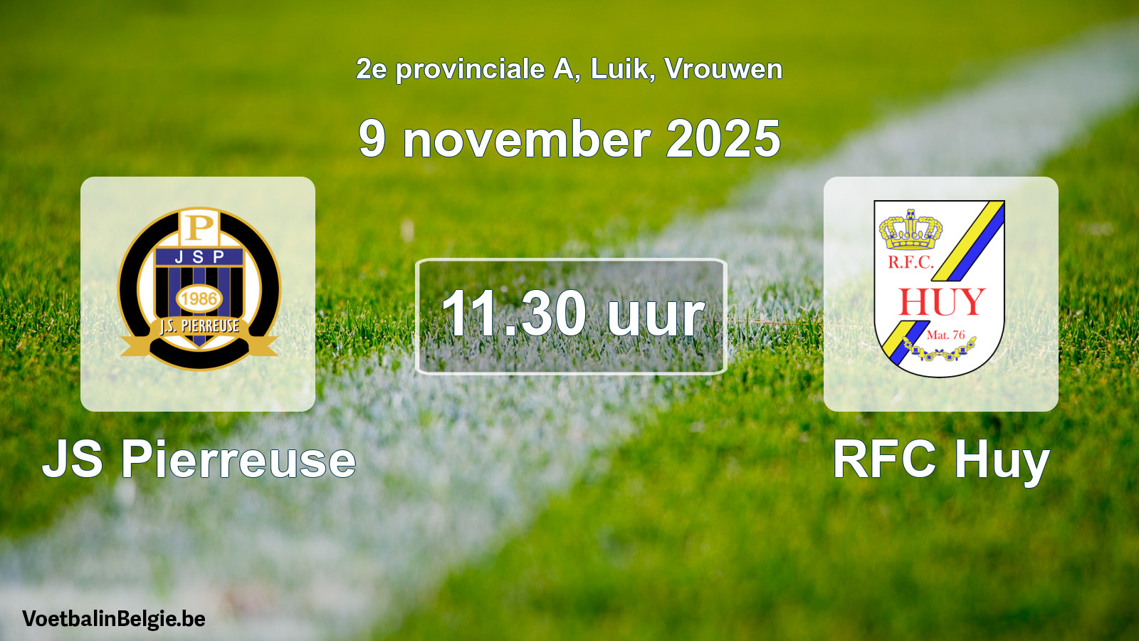 Match prévu football femmes: JS Pierreuse - RFC Huy (9 novembre 2025)