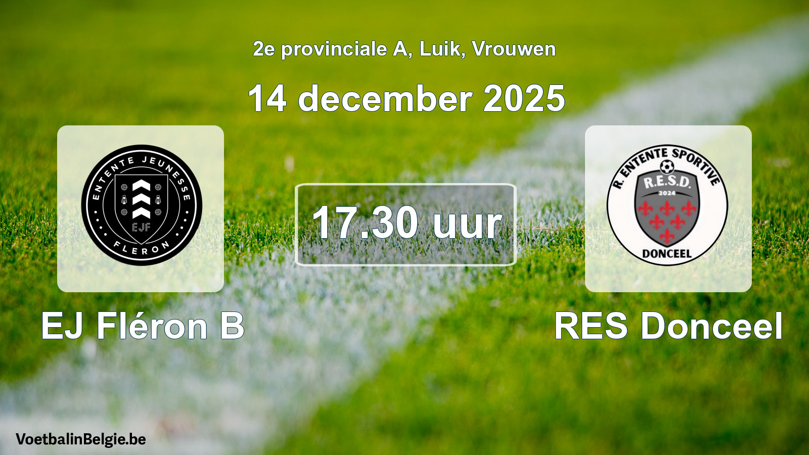 Geplande wedstrijd vrouwenvoetbal: EJ Fléron B - RES Donceel (14 december 2025)