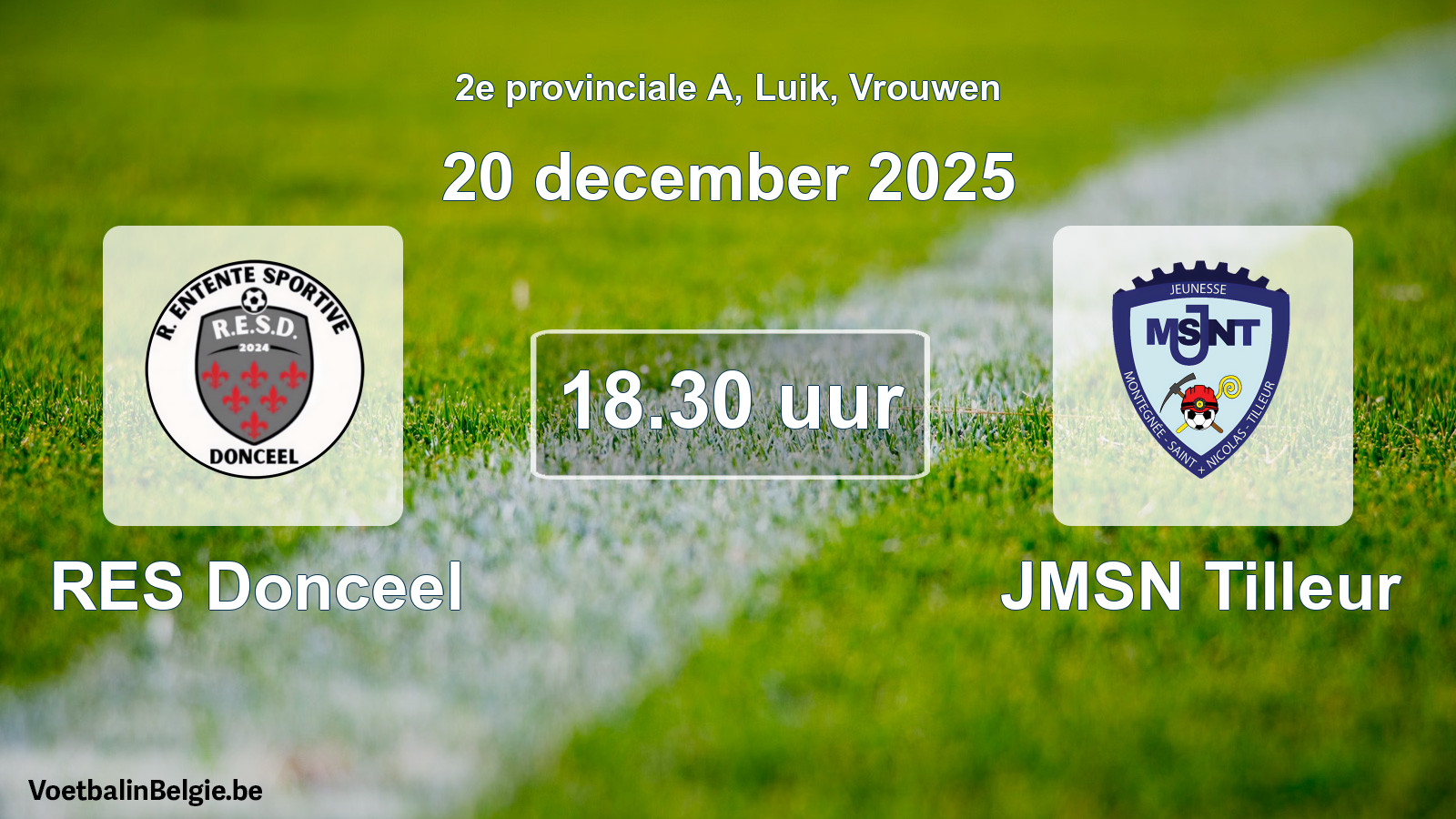 Geplande wedstrijd vrouwenvoetbal: RES Donceel - JMSN Tilleur (20 december 2025)