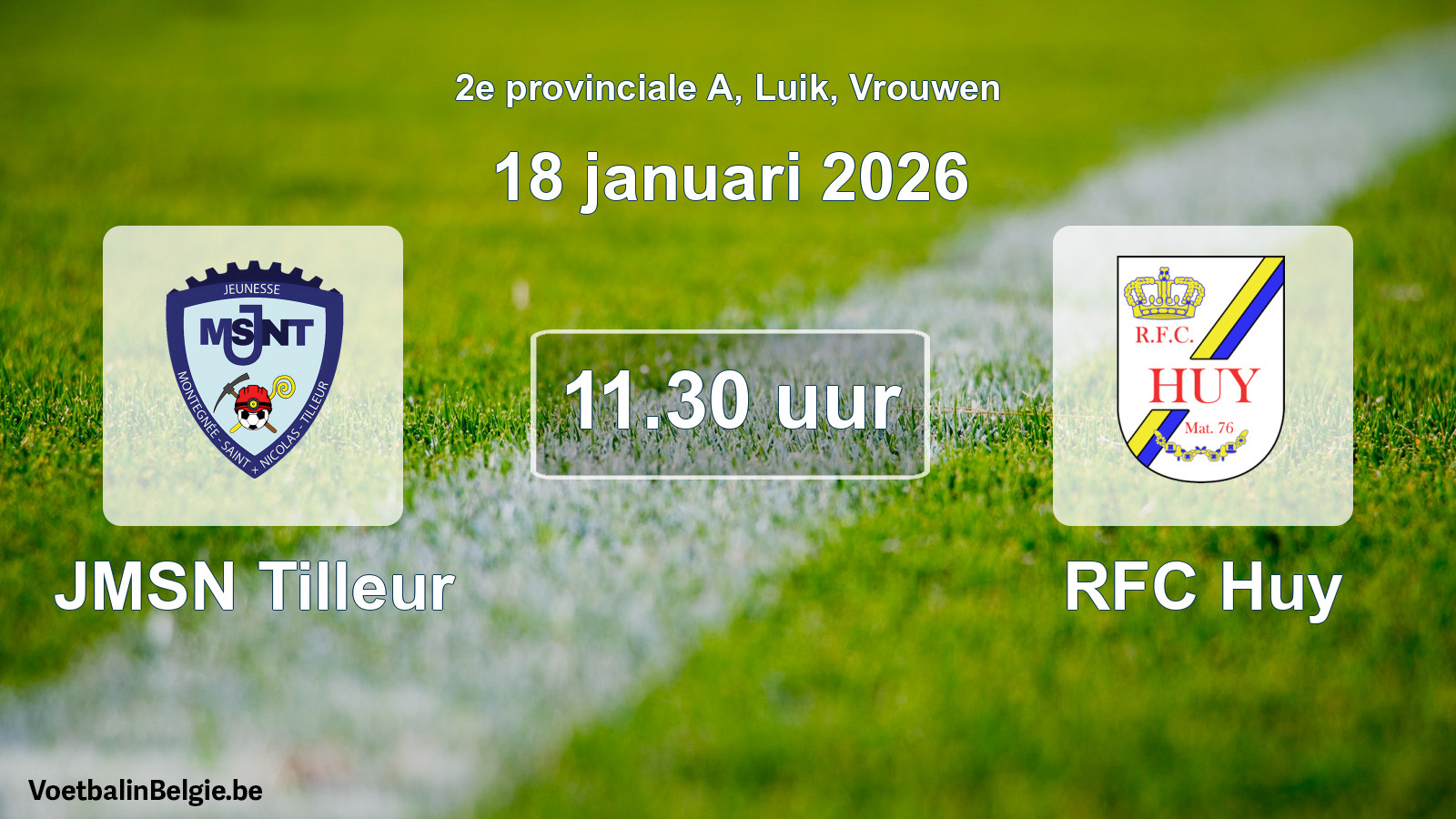 Match prévu football femmes: JMSN Tilleur - RFC Huy (18 janvier 2026)